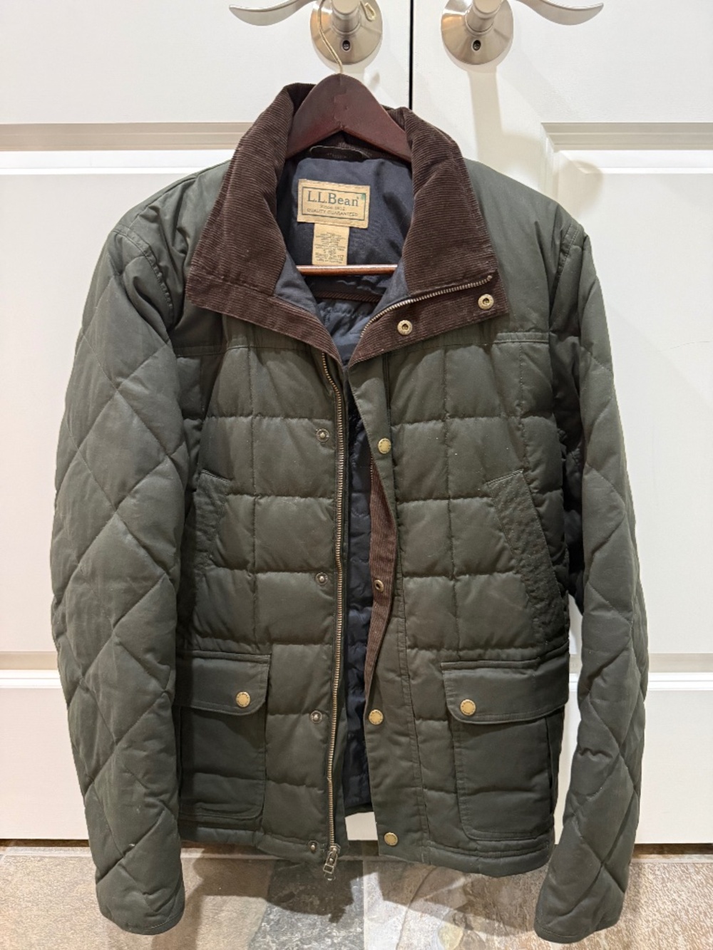 L.L.Bean Upcountry Waxed Cotton Down Jacket Loden Green Men's S